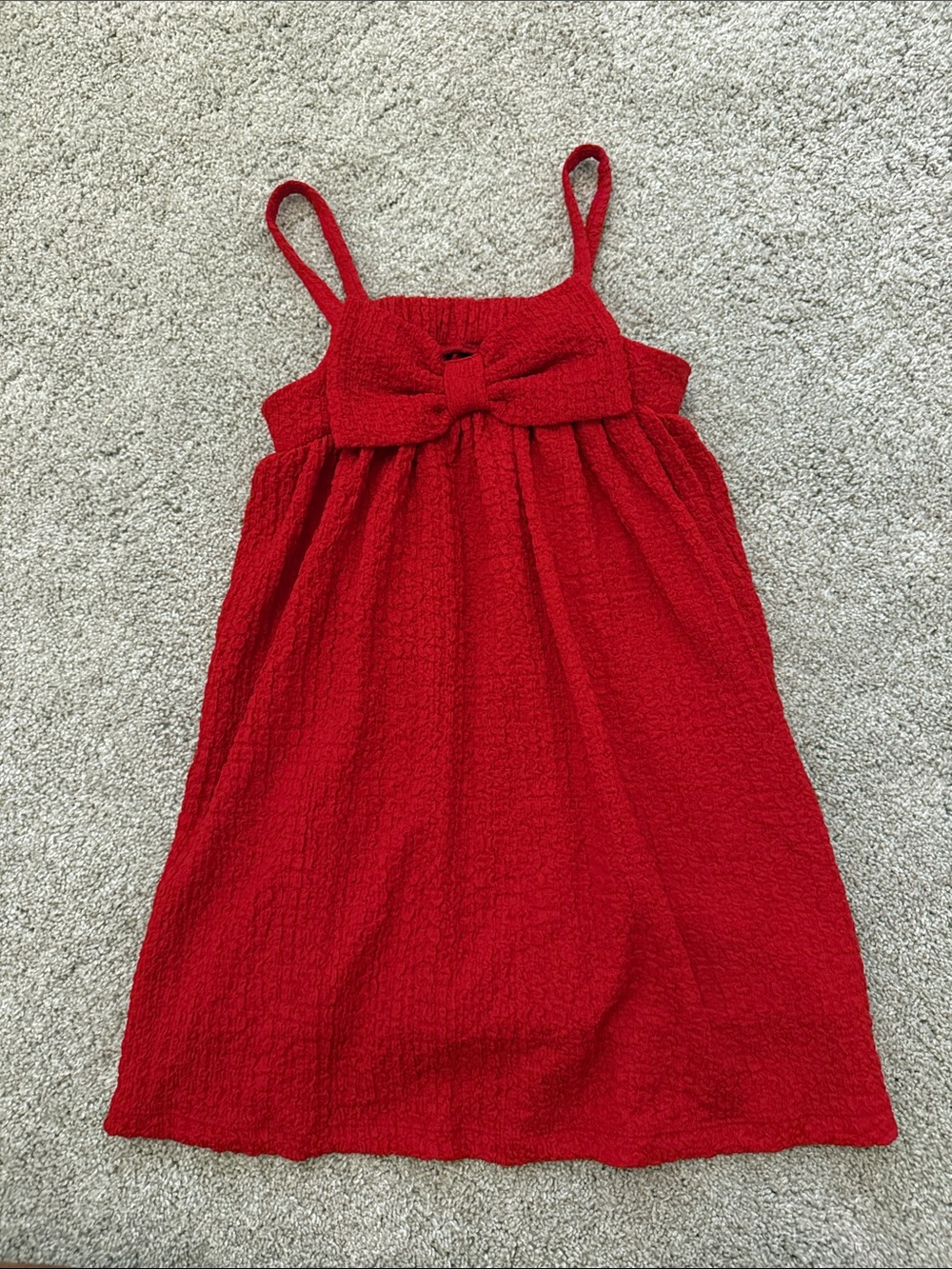 Old Navy Red Textured Bow-Front Sundress